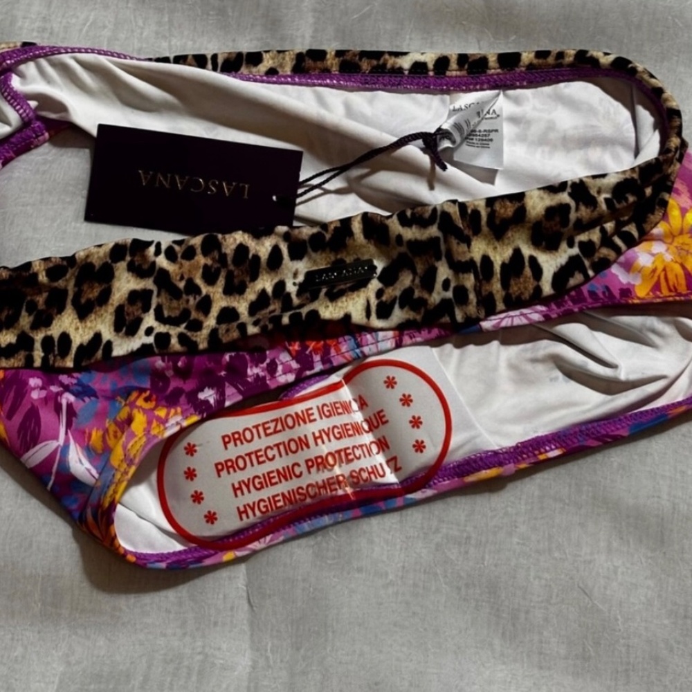 LASCANA Women’s Leopard Floral Bikini Bottom Sz 6 Mid Rise - Picture 3 of 5